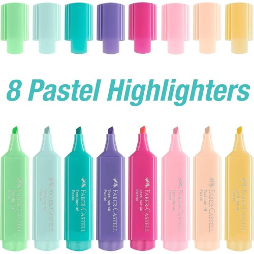 Faber-castell Highlighter Textliner 46 Pastel Wallet of 8 *new* 254658 4005402546589