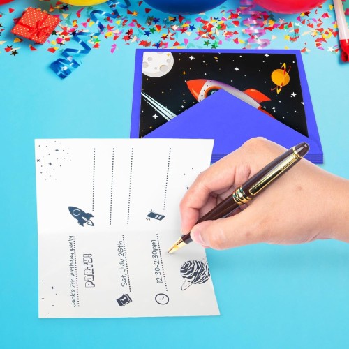 procos pr93741 space rocket space party invitations with envelope fsc paper 093741 5201184937419