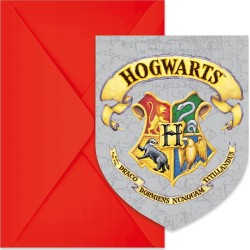 procos 93370 harry potter invitations and envelopes, 9.5 x 14.5 cm, childre 093370 5201184933701