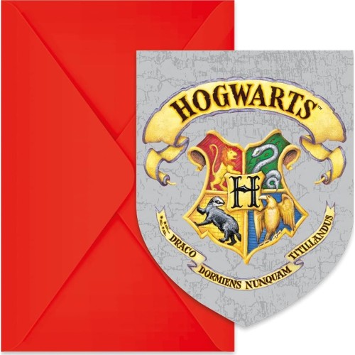 procos 93370 harry potter invitations and envelopes, 9.5 x 14.5 cm, childre 093370 5201184933701
