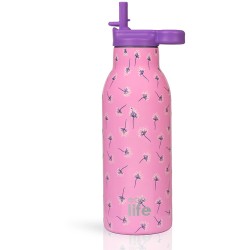 eco life Pink Dandellion Thermos 550ml | Με Εσωτερικό Καλαμάκι 33-BO-2215 5208009004905