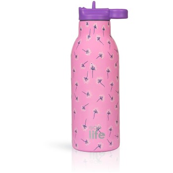 eco life Pink Dandellion Thermos 550ml | Με Εσωτερικό Καλαμάκι 33-BO-2215 5208009004905