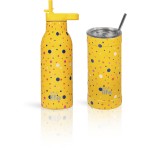 eco life Dots In Yellow Thermos 550ml | Με Εσωτερικό Καλαμάκι 33-BO-2212 5208009004875