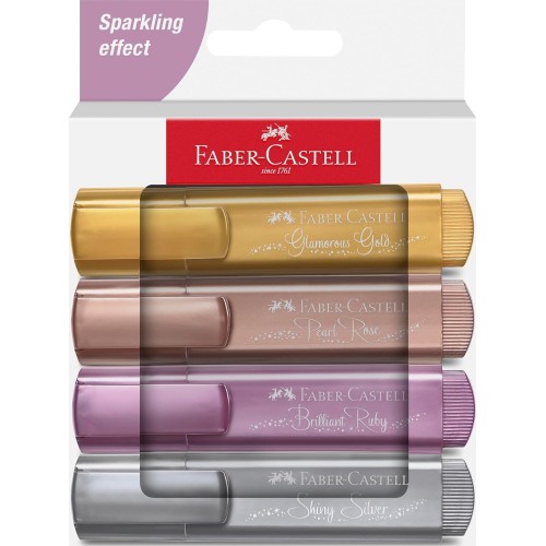faber-castell highlighter textliner 46 metallic wallet of 4 254674 4005402546749