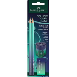 faber-castell - flow buzzing blue 4-piece writing set 118406 4005401184065