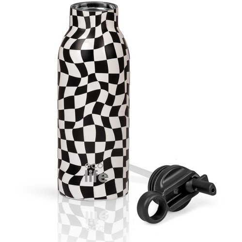 eco life Black and White Thermos 550ml | Με Εσωτερικό Καλαμάκι 33-BO-2213 5208009004882