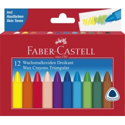 Faber-Castell Wax Crayons Triangular - Cardboard Box Of 12 120010 4005401200109