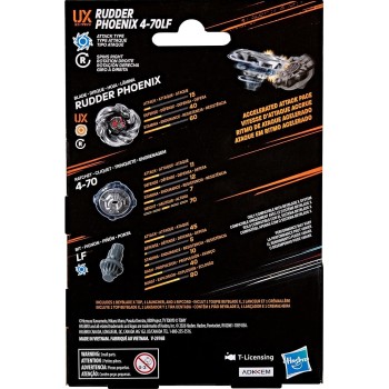 Hasbro beyblade x rudder phoenix 4-70lf ux starter pack set with takara tomy attac G0175 / G2739 5010996385314