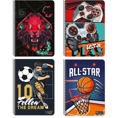 Diakakis imports spiral notebook 17x25 4i 120φ must team player 000586575 | Toys-shop.gr