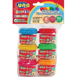 Diakakis imports Πλαστοζυμαράκι 30gr x 6 χρώματα Luna 000620527 | Toys-shop.gr