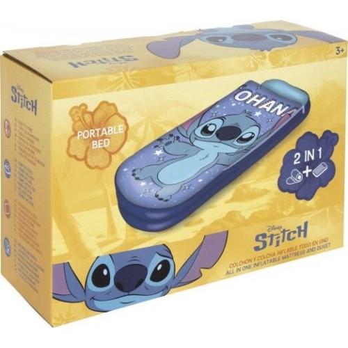 Arditex Φουσκωτό κρεβάτι αέρα lilo & stitch και φορητός υπνόσακος 150x62x20cm (μπλε) WD17791  8430957177913