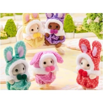 Epoch Sylvanian Families Cutie Collectable – Colourful Baby Bunny Costume Series Blind Bag  5924 | Toys-shop.gr
