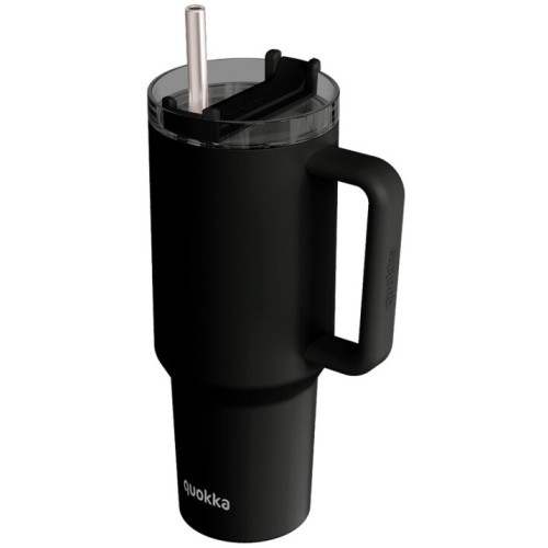 quokka Stream Jet Black Insulated Bottle With Straw And Handle 1200Ml 40330 | Toys-shop.gr