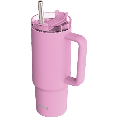 quokka Θερμός Με Καλαμάκι Και Λαβή Stream Blossom Pink 1200Ml 40335 | Toys-shop.gr