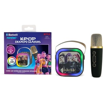 otl technologies kpop demon hunters OTL K-Pop Demon Hunters Popsing Wireless Karaoke Speaker With 1 Microphone & LED Light (Blac
