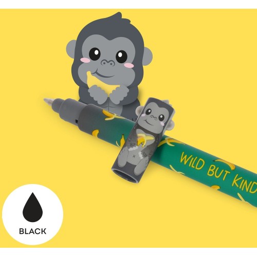 Στυλό gel με γομα Legami Gorilla γοριλας - black ink μαυρο μελανι 0.7mm EP0085 | Toys-shop.gr
