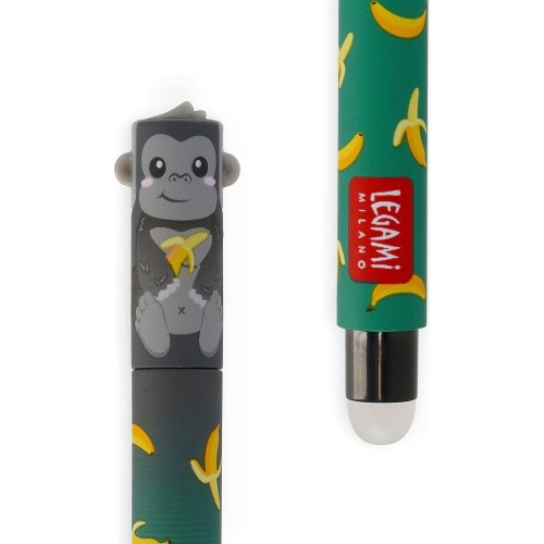 Στυλό gel με γομα Legami Gorilla γοριλας - black ink μαυρο μελανι 0.7mm EP0085 | Toys-shop.gr