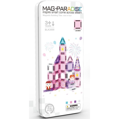 Toys-shop Choice Μαγνητικά Πλακίδια Ροζ Κάστρο 32 Τμχ JK200537 6990526005372