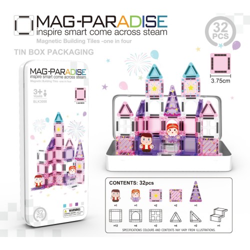 Toys-shop Choice Magnetic Building Tiles Pink Castle 32 Pcs JK200537 6990526005372