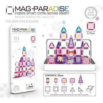 Toys-shop Choice Magnetic Building Tiles Pink Castle 32 Pcs JK200537 6990526005372
