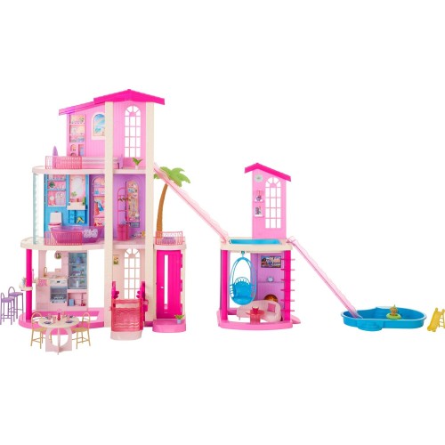 Mattel Barbie Dreamhouse Dollhouse, 2 Pools, 2 Slides, 2 Houses, Elevator With 3 Levels & 65+ Pieces Including Furniture & Acces