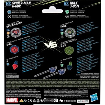 Hasbro Beyblade X And Marvel Collab, Spider-Man 6-60R Vs. Hulk 3-85N, 2 Takara Tom G0278 / G3064 5010996420831