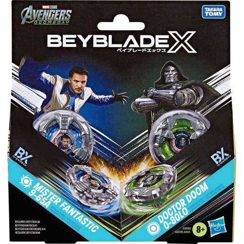 Hasbro beyblade x and marvel collab, doctor doom 0-80lo vs. mister fantastic 9-65a G0278 / G3063 5010996385543