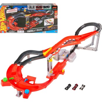 Mattel Hot Wheels Racing Formula 1 Downhill Circuit Race With 3 F1 Die-cast Toy Cars in 1:64 Scale JMC90 194735374106