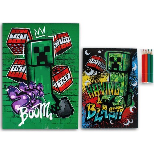kids licensing Minecraft Kids Creeper Colouring Set, Including: Notebook, Colouring Sheets MC00064 8435507896597