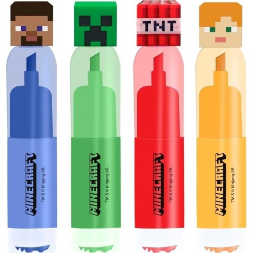 kids licensing Συσκευάστε 4 highlighters με topper minecraft MC00058 8435507896535