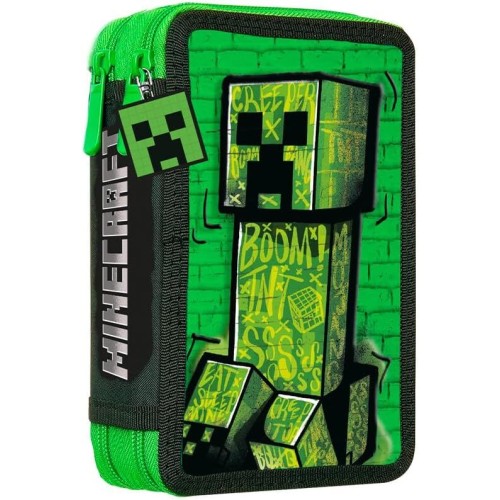 kids licensing kids  - minecraft school pencil case with 2 zippers for kids MC00054 8435507893916