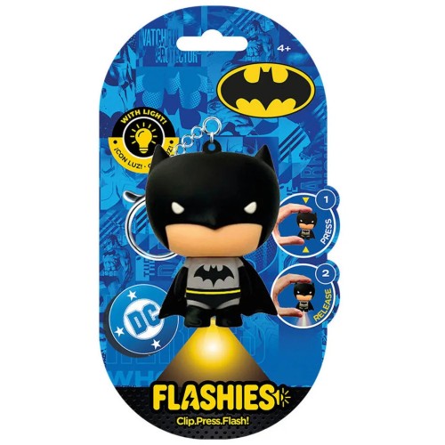 kids licensing kids  dc comics 3d batman keychain with led light, flashies figure with light by pressing head, key accessory, ba