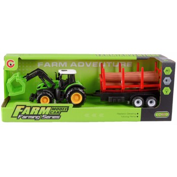 Toys-shop Choice Friction Farm Tractor And Log Trailer Set With Light And Sound JA134729 6990526347298