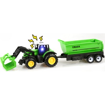 Toys-shop Choice Friction Farm Tractor And Trailer Set With Light And Sound JA134730 6990526347304
