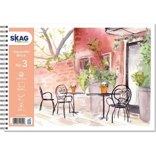 SKAG Μπλόκ Ακουαρέλλας Εποχές Ν.3 24x34 cm 15Φ 250 γρ 256926 | Toys-shop.gr