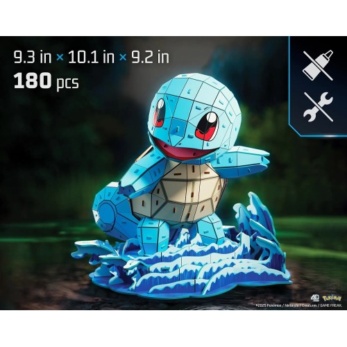3D Figure for Assembly Spin Master 4D Build - Pokemon Squirtle, 180 Pieces 6075064 | Toys-shop.gr