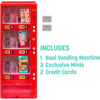 MGA Entertainment Mgas Miniverse Real Brands Vending Machine red, Interactive Display & Storage Playset With Exclusive Mini Food