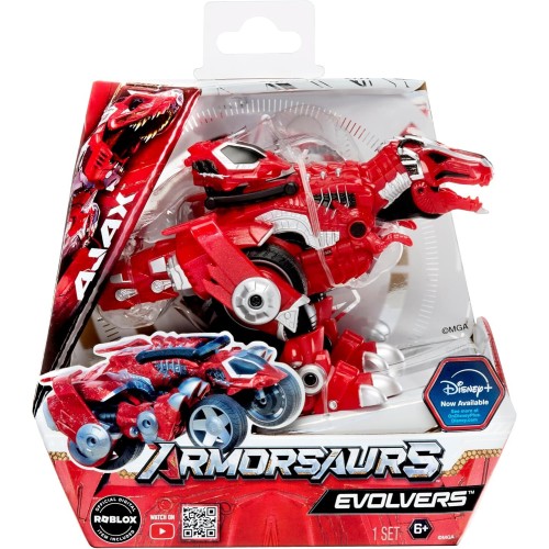 MGA Entertainment Armorsaurs Evolver Ajax Transforming Dinosaur to Vehicle Toy, 2-in-1 Dino Figure With Multi-step Conversion, K