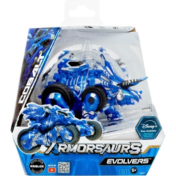 MGA Entertainment Armorsaurs Evolver Cobalt Transforming Dinosaur to Vehicle Toy, 2-in-1 Dino Figure With Multi-step Conversion,