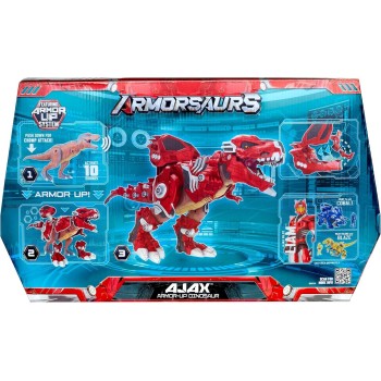 MGA Entertainment Armorsaurs Armor-up T-rex Dinosaur Ajax Toy Figure With 7 Removable Armor Pieces, Tail-triggered Chomp, Pilot 