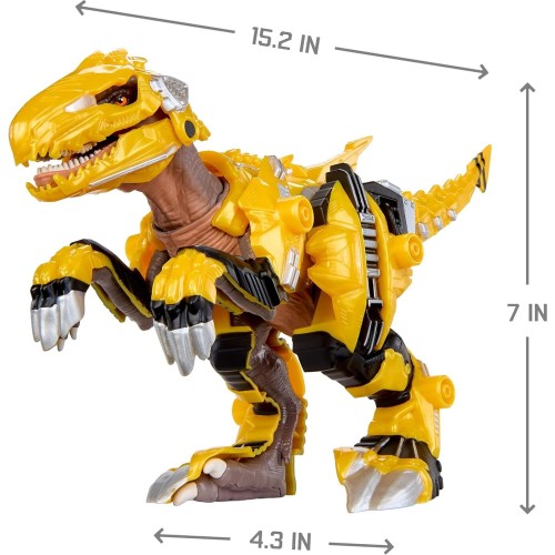MGA Entertainment Armorsaurs Armor-up Yellow Raptor Dinosaur Blaze Toy Figure With 7 Removable Armor Pieces and Tail-triggered C