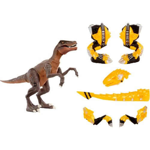MGA Entertainment Armorsaurs Armor-up Yellow Raptor Dinosaur Blaze Toy Figure With 7 Removable Armor Pieces and Tail-triggered C