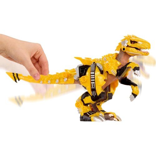 MGA Entertainment Armorsaurs Armor-up Yellow Raptor Dinosaur Blaze Toy Figure With 7 Removable Armor Pieces and Tail-triggered C