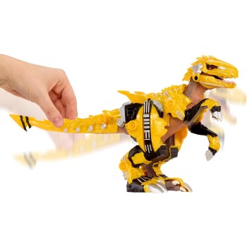 MGA Entertainment Armorsaurs Armor-up Yellow Raptor Dinosaur Blaze Toy Figure With 7 Removable Armor Pieces and Tail-triggered C