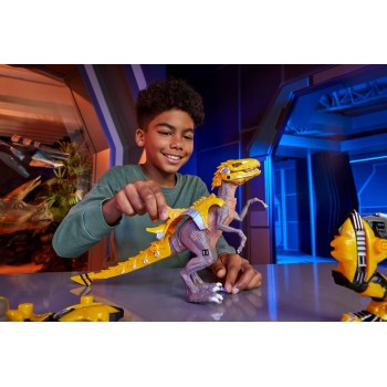 MGA Entertainment Armorsaurs Armor-up Yellow Raptor Dinosaur Blaze Toy Figure With 7 Removable Armor Pieces and Tail-triggered C