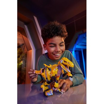 MGA Entertainment Armorsaurs Armor-up Yellow Raptor Dinosaur Blaze Toy Figure With 7 Removable Armor Pieces and Tail-triggered C