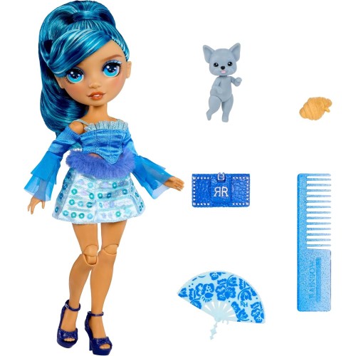 MGA Entertainment Rainbow High Pretty in Paris Fashion - Skyler Bradshaw blue, Rainbow 11 Fashion Doll With Outfit, Stylish Hand