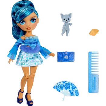 MGA Entertainment Rainbow High Pretty in Paris Fashion - Skyler Bradshaw blue, Rainbow 11 Fashion Doll With Outfit, Stylish Hand