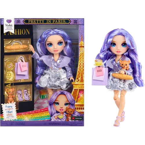 MGA Entertainment Rainbow High Pretty in Paris Fashion - Violet Willow purple, Rainbow 11 Fashion Doll With Outfit, Stylish Hand