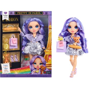 MGA Entertainment Rainbow High Pretty in Paris Fashion - Violet Willow purple, Rainbow 11 Fashion Doll With Outfit, Stylish Hand